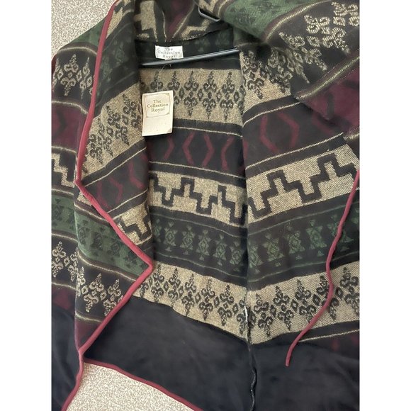 The Royal Collection Women's Colorful Maroon Aztec Open Front Cardigan Size Med - Picture 3 of 9